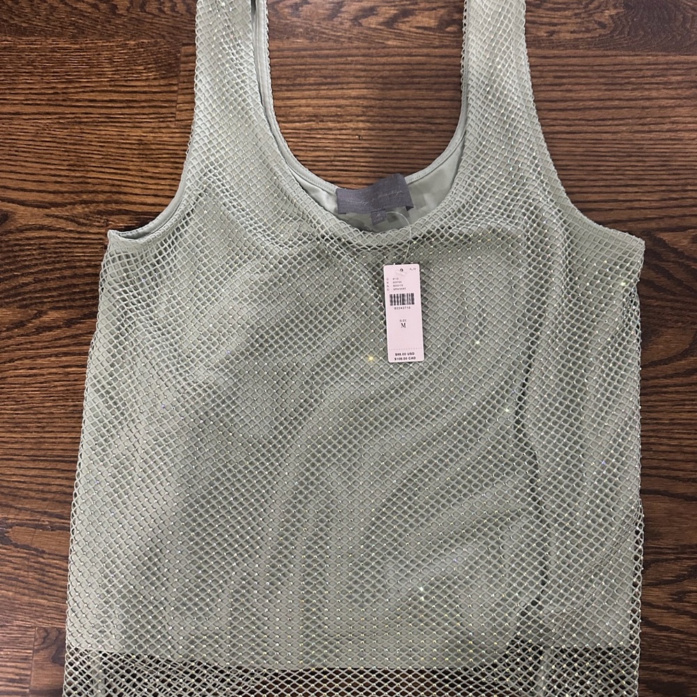 Elegant Light Green Mesh Tank Top